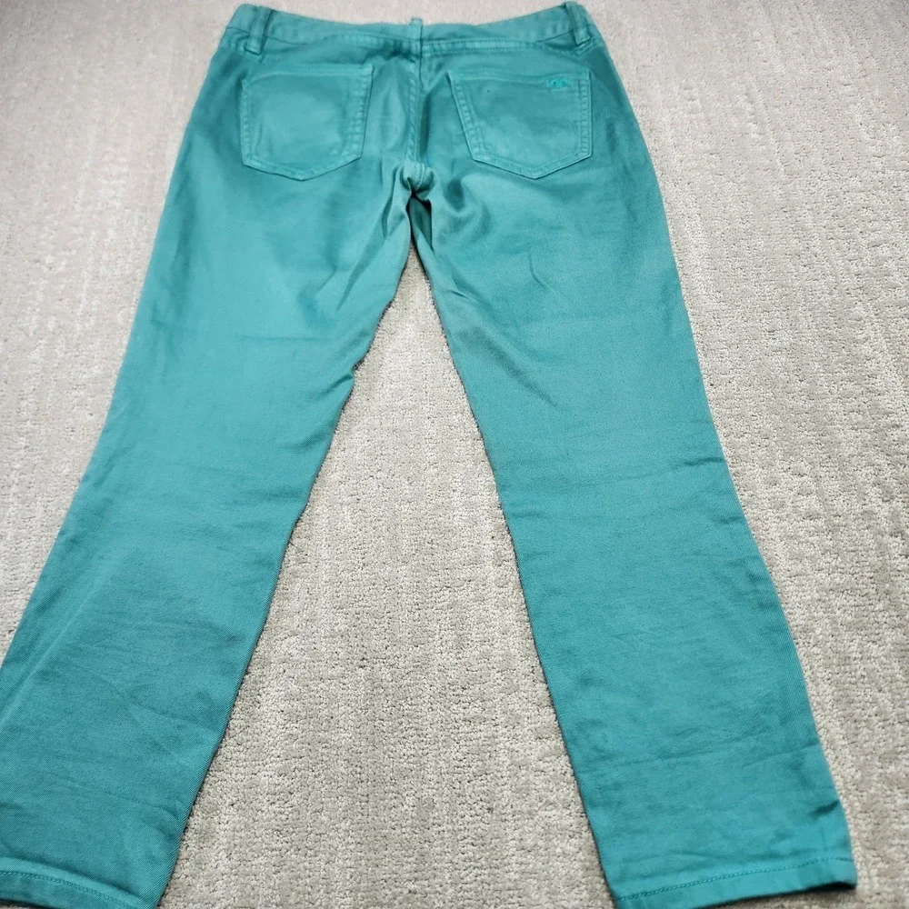 Tory‎ Burch Pants Women 27 Alexa Cropped Skinny Green Equestrian